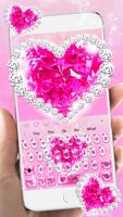 Rosa diamante teclado tema Cartaz