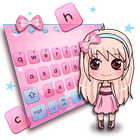 Cute Salmon Bow Girl Keyboard Theme icône