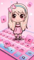 Cute Salmon Bow Girl Keyboard Theme Affiche