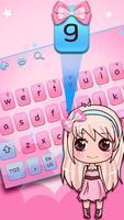 Cute Salmon Bow Girl Keyboard Theme capture d'écran 1