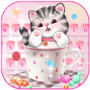 Imut cangkir kucing Keyboard tema Cute Cup Kitty APK