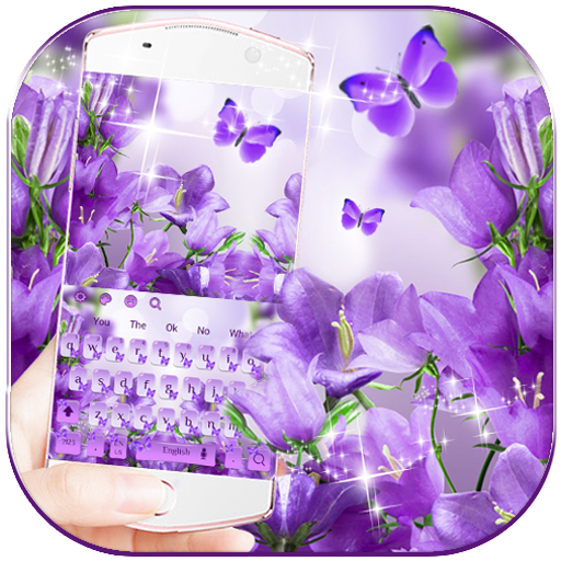 Lila Schmetterlings Blumen Tastatur Thema