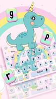 Cute Dinosaur Unicorn Keyboard Theme capture d'écran 2