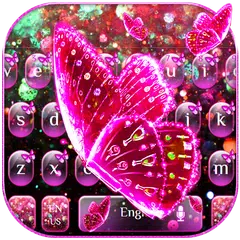 Pink Glitter Butterfly Keyboard Theme APK download