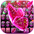 Rosa glitter borboleta teclado tema ícone