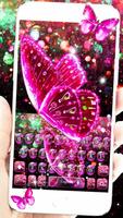 Rosa glitter borboleta teclado tema imagem de tela 3