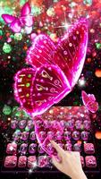 Pink Glitter Butterfly Keyboard Theme ภาพหน้าจอ 1