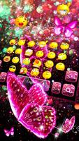 Pink Glitter Butterfly Keyboard Theme ภาพหน้าจอ 2