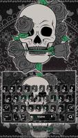Black Horror Rose Skull Keyboard Theme ảnh chụp màn hình 3