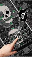 Black Horror Rose Skull Keyboard Theme ảnh chụp màn hình 1