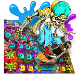 موضوع لوحة المفاتيح Skull Skater Graffiti أيقونة