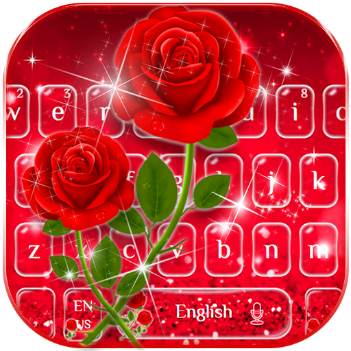 Sparkling Red Rose Keyboard Theme