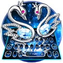 💎Silver Star Diamond Swan Keyboard Theme APK