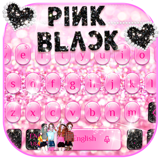 Rosa preto teclado Tema black pink