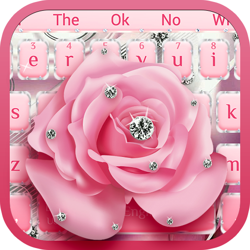 Tastiera a tema Glitter Silver Diamond rosa