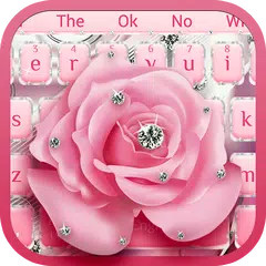 Silver Glitter Diamond Rose Keyboard Theme APK download
