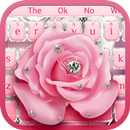 Silver Glitter Diamond Rose Keyboard Theme APK