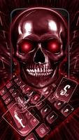3D Red Metallic Horror Skull Keyboard Theme Affiche