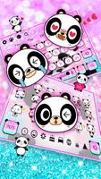 Pink Cute Panda Keyboard Affiche