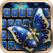 Blue gold diamond butterfly keyboard theme
