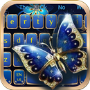 Blue gold diamond butterfly keyboard theme APK