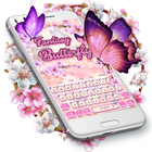 Pink Cherry Blossoms Butterfly Keyboard icône