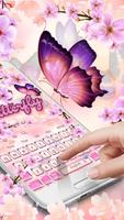 Pink Cherry Blossoms Butterfly Keyboard Affiche