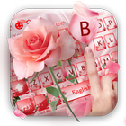 beautiful pink rose keyboard theme icône