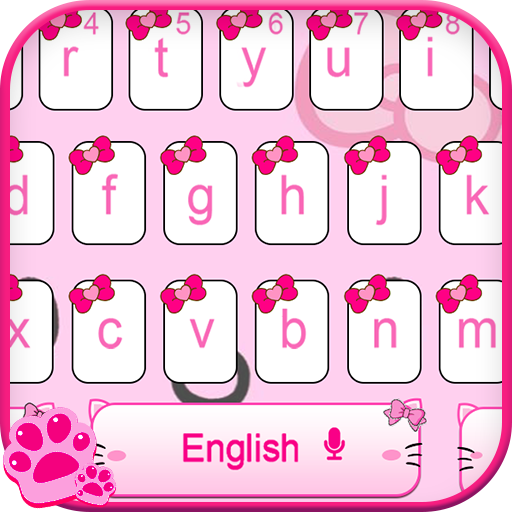 Pink Cute Kitty Cartoon Keyboard Theme