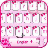 Pink Cute Kitty Cartoon Keyboard Theme icône