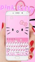 Pink Cute Kitty Cartoon Keyboard Theme Affiche