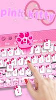 Pink Cute Kitty Cartoon Keyboard Theme capture d'écran 1