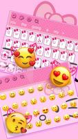 Pink Cute Kitty Cartoon Keyboard Theme capture d'écran 2