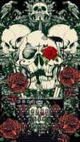 Black Rose Skull Keyboard Affiche