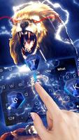 Blue Lightning Lion keyboarded постер