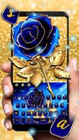 Luxury Blue Rose Keyboard Theme Affiche