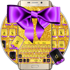 Glitter Gold Bow Keyboard simgesi