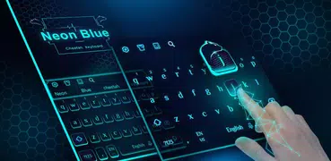 Neon Blue Cheetah Keyboard Theme