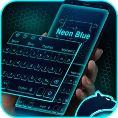 Baixar Neon Blue Cheetah Keyboard Theme APK