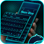 Neon Blue Cheetah Keyboard Theme ícone
