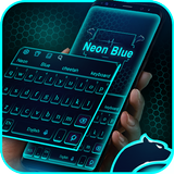 Neon Blue Cheetah Keyboard Theme أيقونة