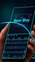 Neon Blue Cheetah Keyboard Theme পোস্টার