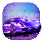 Neon Blue Sports Car Keyboard Theme icône