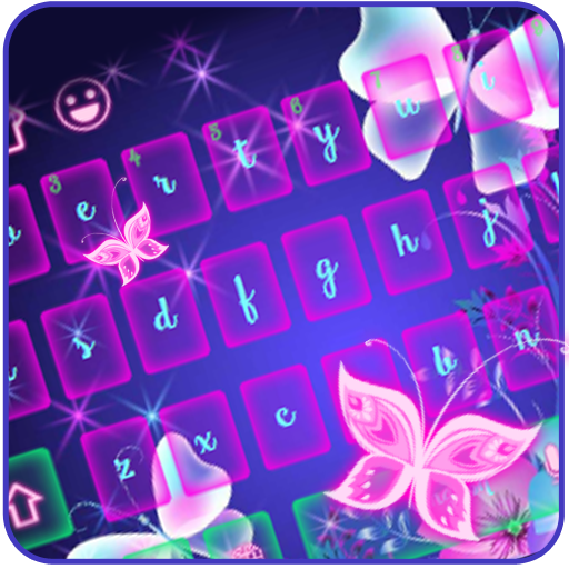 Neon butterfly typewriter