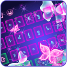 Neon butterfly typewriter icon