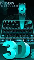 Neon Hologram 3D Tech Keyboard Theme poster