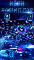 Neon Racing Car Keyboard poster