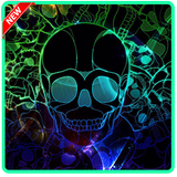 Neon skull keyboard icon