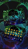 Neon skull keyboard poster