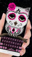 Sugar Skull Owl Keyboard Theme الملصق